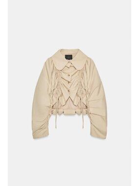 ZARA RUFFLED CROPPED TRENCH COAT